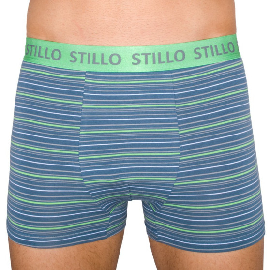 Pánske boxerky Stillo sivé so zelenými prúžkami (STP-010)