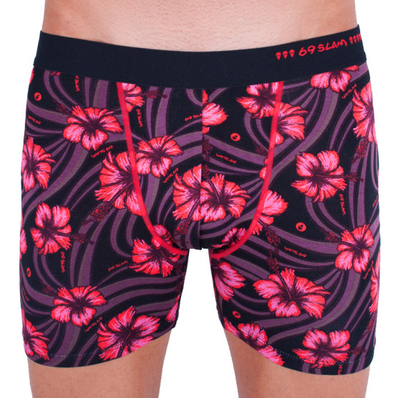 Pánske boxerky 69SLAM fit bamboo hibiscus red