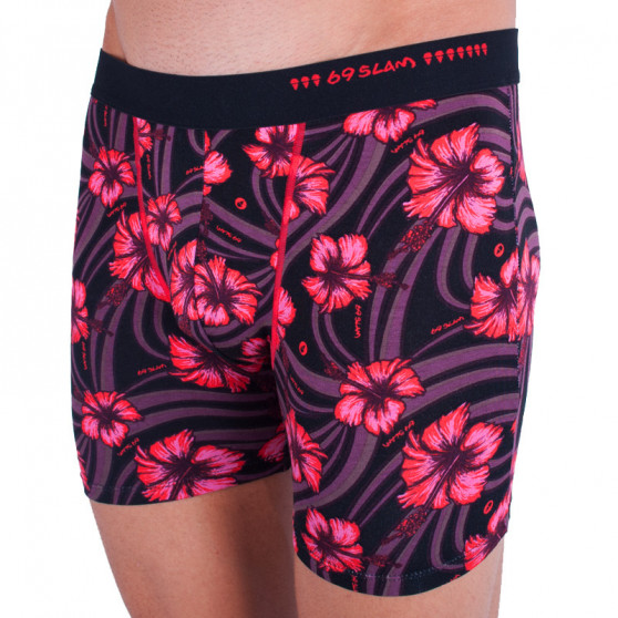Pánske boxerky 69SLAM fit bamboo hibiscus red