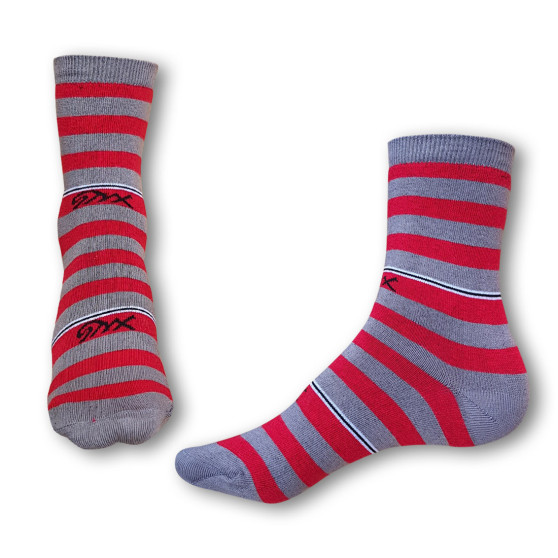 Ponožky Styx crazy červeno sivé prúžky (H324)