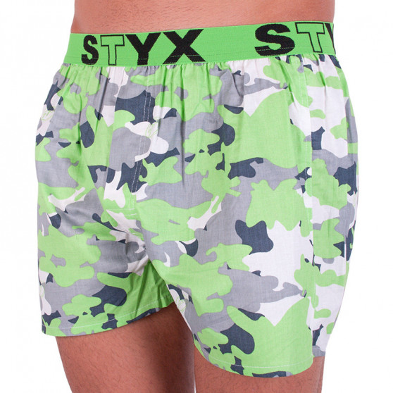 Pánske trenky Styx art športová guma zelený maskáč (B559)