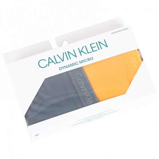 2PACK dámska tangá Calvin Klein viacfarebná (QD3695E-TSR)
