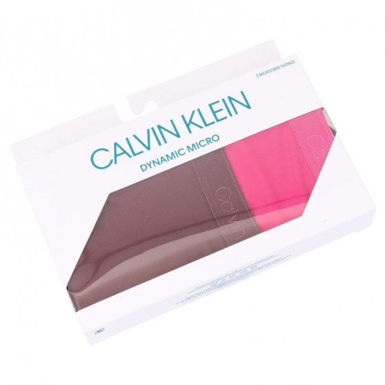 2PACK dámska tangá Calvin Klein viacfarebná (QD3695E-TMU)