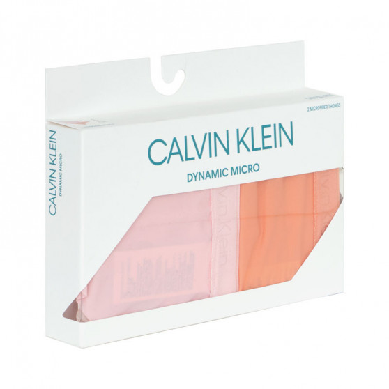 2PACK dámska tangá Calvin Klein viacfarebné (QD3695E-CDJ)