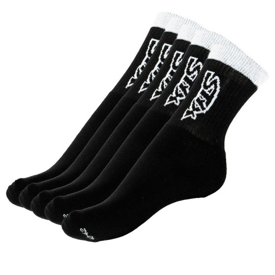 5PACK ponožky Styx vysoké čierne s bielym nápisom (H26262626262) 