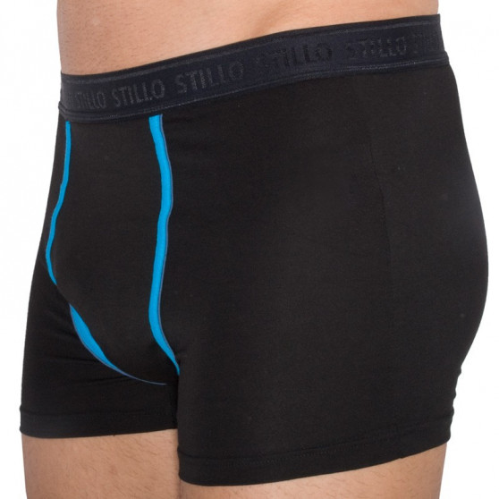 3PACK pánske boxerky Stillo čierne s modrým pruhom (STP-0161616)