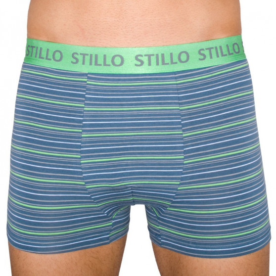 3PACK pánske boxerky Stillo sivé so zelenými prúžky (STP-0101010)