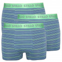 3PACK pánske boxerky Stillo sivé so zelenými prúžky (STP-0101010)