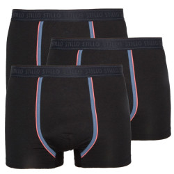 3PACK pánske boxerky Stillo čierne s sivým pruhom (STP-0161616)