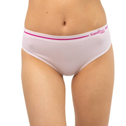 Dámské kalhotky Gina bambusové bílé s růžovým pruhem (00023) 