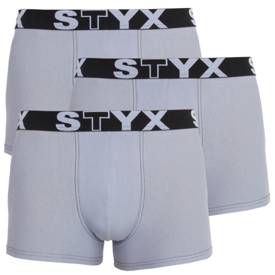 3PACK pánske boxerky Styx športová guma nadrozmer sivé (R10676767)