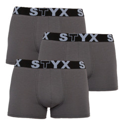 3PACK pánske boxerky Styx športová guma nadrozmer tmavo sivé (R10636363)