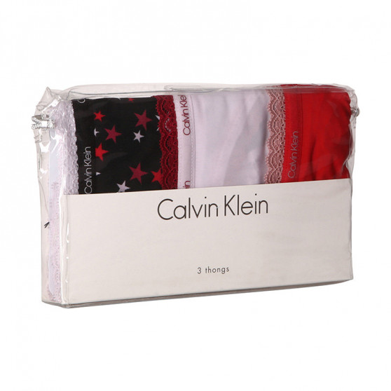 3PACK dámske tangá Calvin Klein viacfarebné (QD3802E-W4Z)