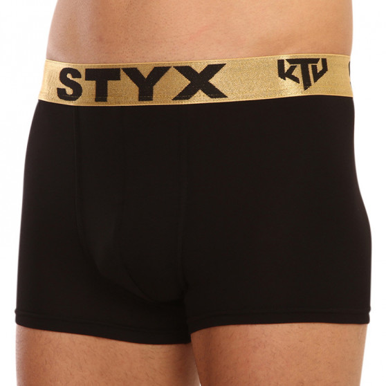 Pánske boxerky Styx / KTV športová guma čierne - zlatá guma (GTZ960)