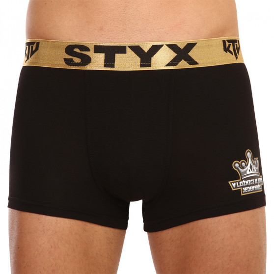 Pánske boxerky Styx / KTV športová guma čierne - zlatá guma (GTZK960)