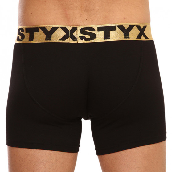 Pánske boxerky Styx / KTV long športová guma čierne - zlatá guma (UTZL960)