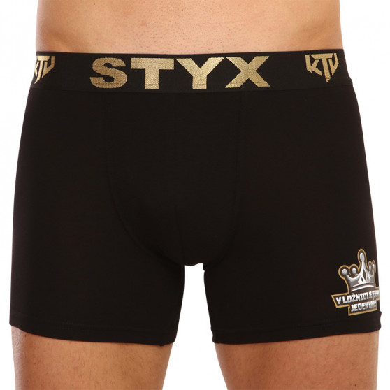 Pánske boxerky Styx / KTV long športová guma čierne - čierna guma (UTCK960)