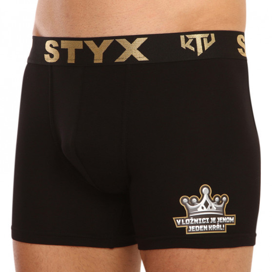 3PACK pánske boxerky Styx / KTV long športová guma čierne (UTZUTCLUTCK960)