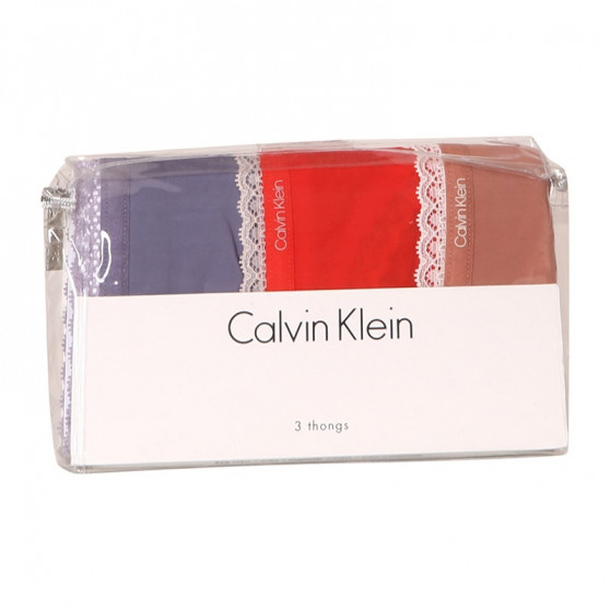 3PACK dámske tangá Calvin Klein viacfarebné (QD3802E-147)