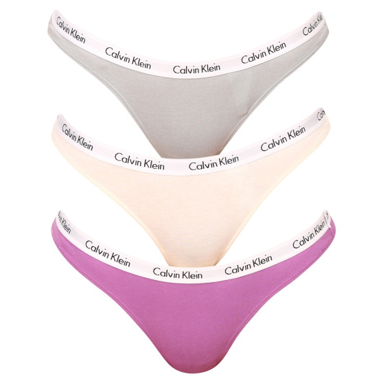 3PACK dámske tangá Calvin Klein nadrozmer viacfarebné (QD3800E-CFU)