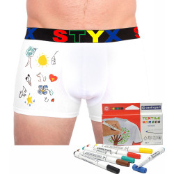 Pánske boxerky Styx športová guma biele + fixy na textil (GF1061)