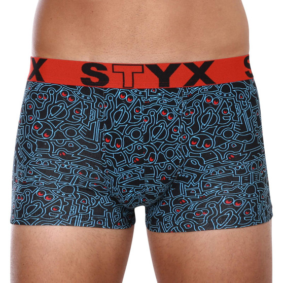 Pánske boxerky Styx art športová guma doodle (G1256))