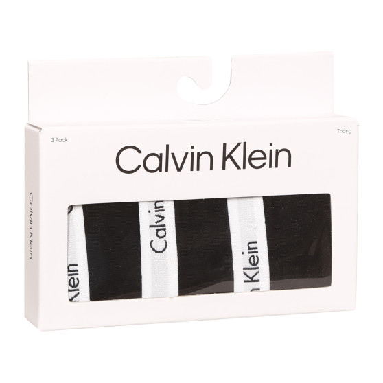 3PACK dámske tangá Calvin Klein čierne (QD3587E-001)