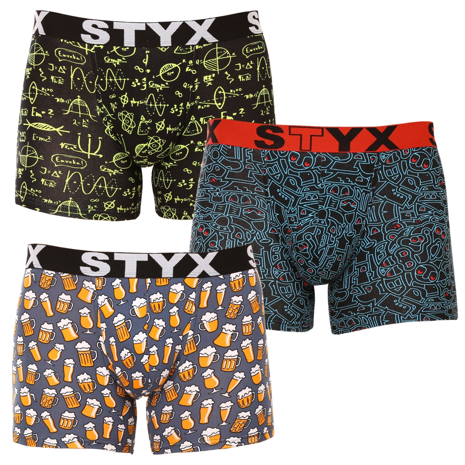 3PACK pánske boxerky Styx long športová guma viacfarebné (3U12672) M, trenky.