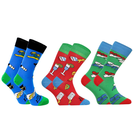 3PACK veselé ponožky Styx vysoké viacfarebné (H12505155)