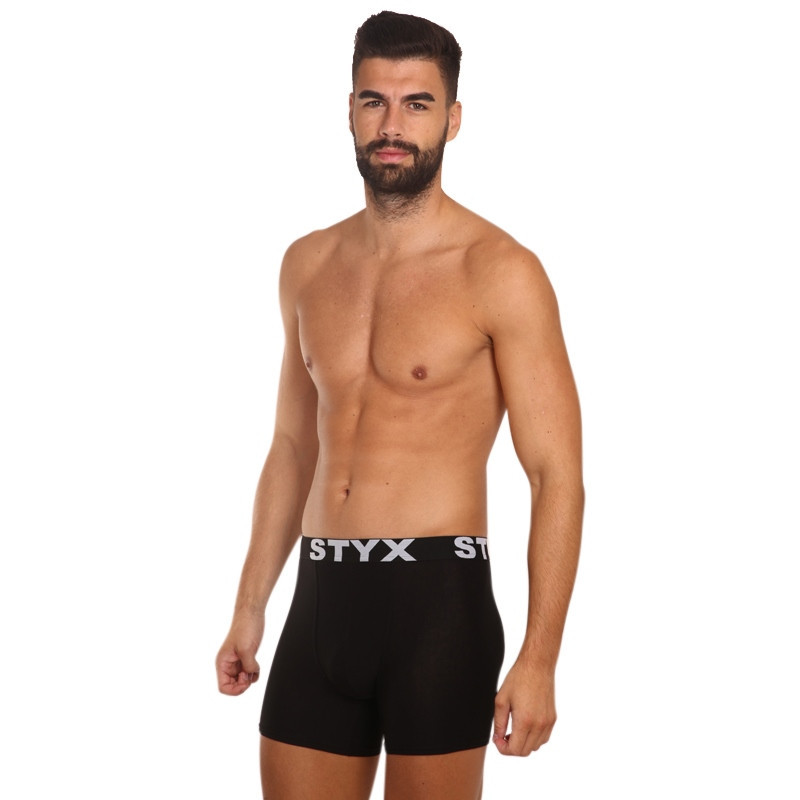 3PACK pánske boxerky Styx long športová guma čierne (3U960) S, trenky.