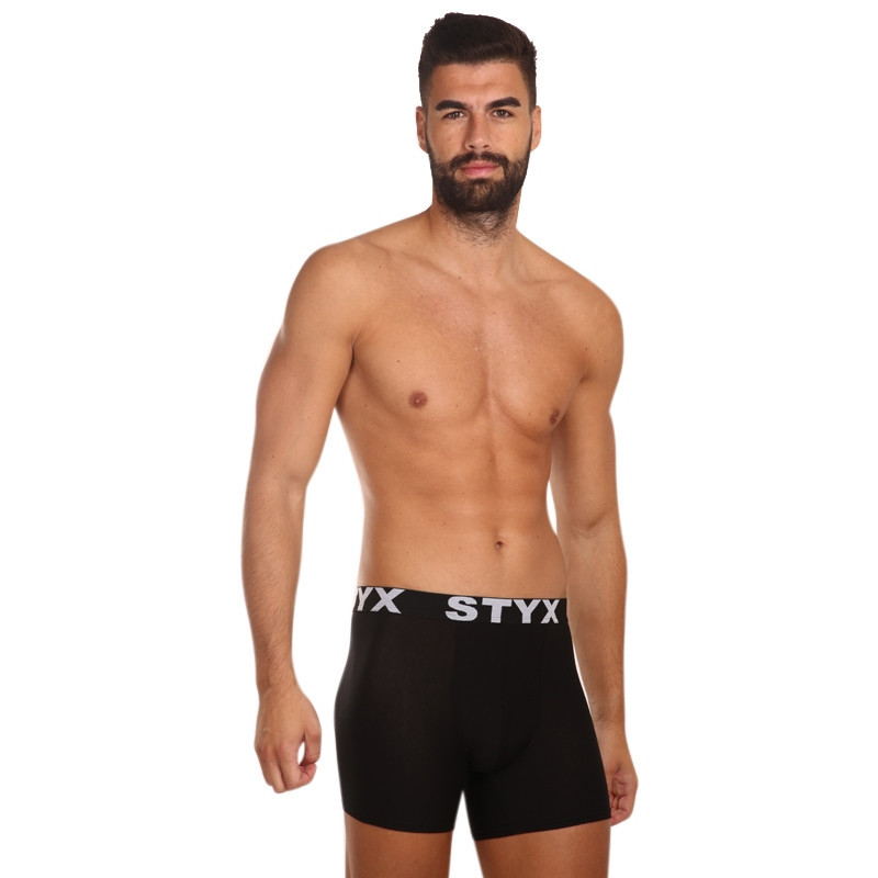 3PACK pánske boxerky Styx long športová guma čierne (3U960) S, trenky.