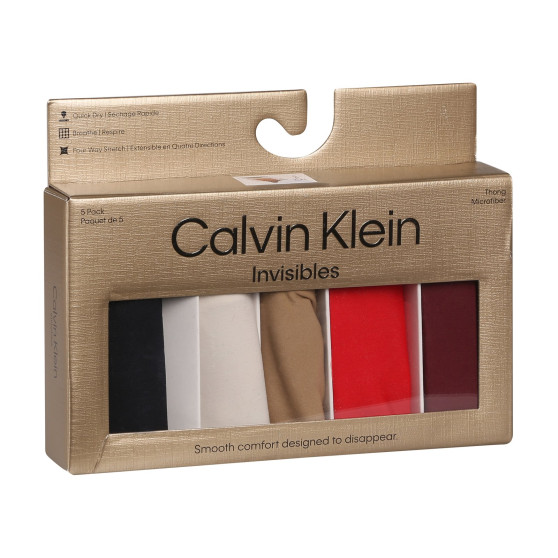 5PACK dámska tanga Calvin Klein bezšvové viacfarebné (QD5147E-HW1)