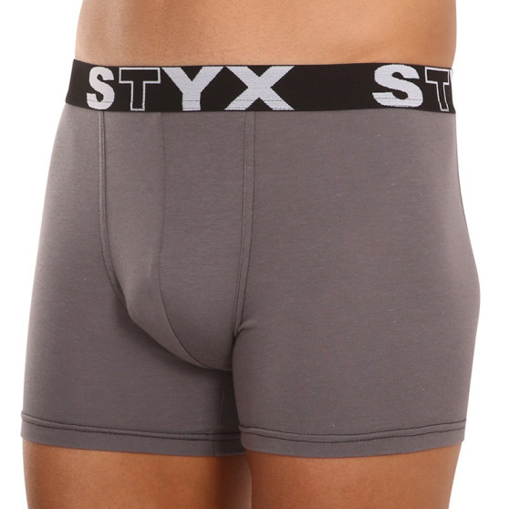 3PACK pánske boxerky Styx long športová guma tmavo šedé (3U1063)