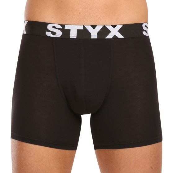 5PACK pánske boxerky Styx long športová guma čierné (5U9601)
