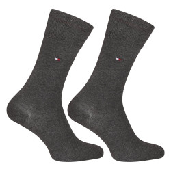 2PACK pánske ponožky Tommy Hilfiger vysoké sivé (371111 030)