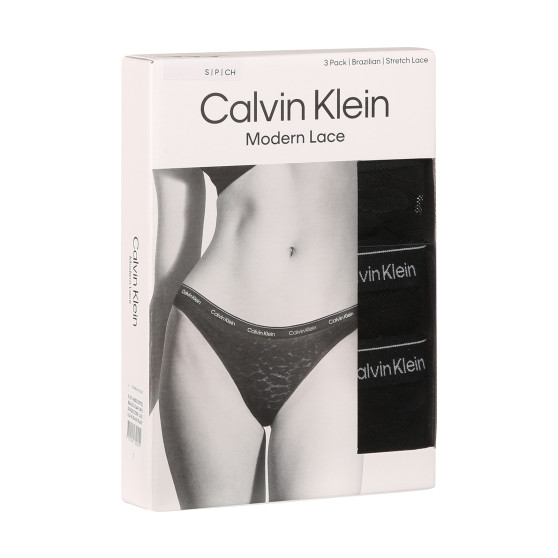 3PACK dámske nohavičky brazilky Calvin Klein čierné (QD5225E-UB1)