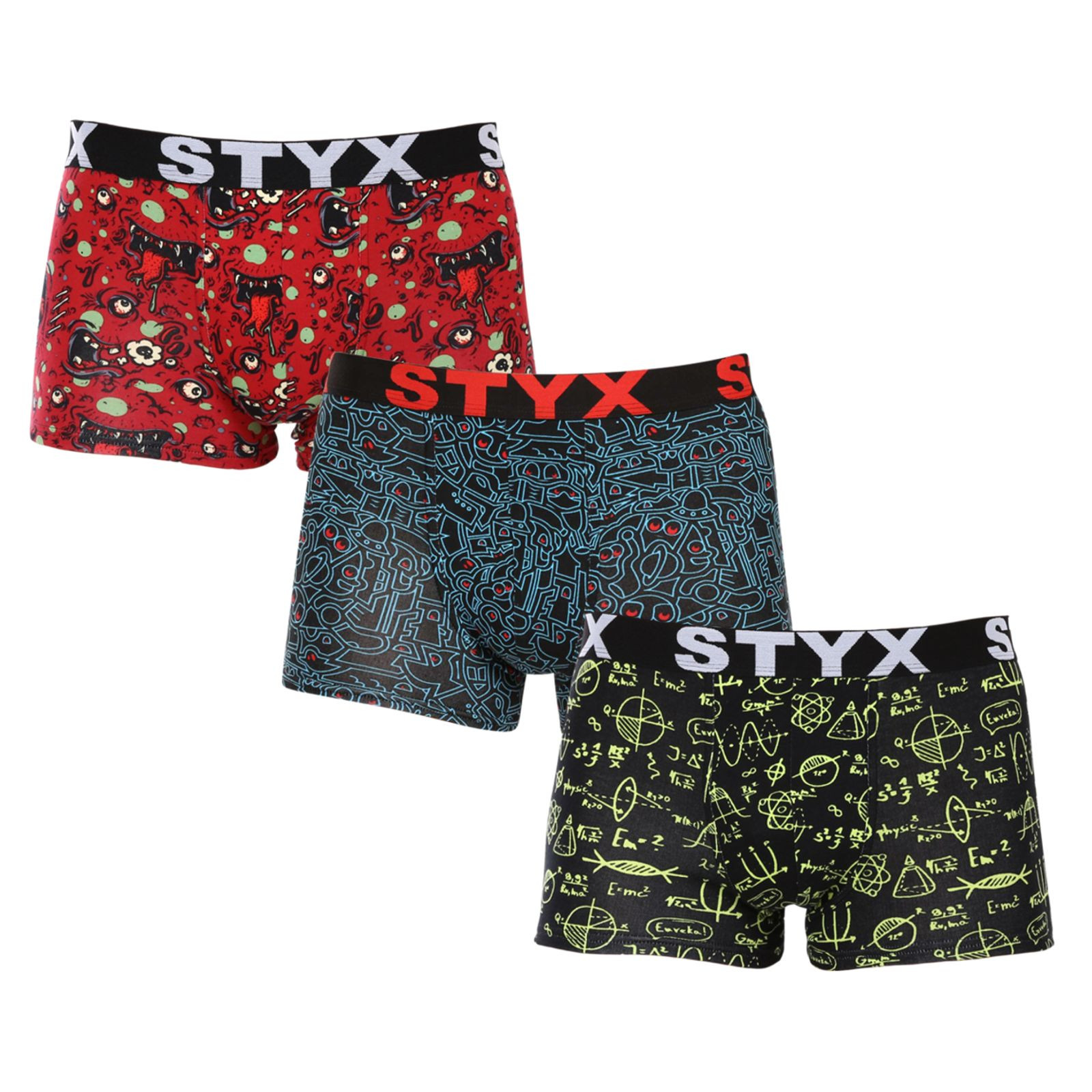 3PACK pánske boxerky Styx art športová guma viacfarebné (3G12612) XL, trenky.