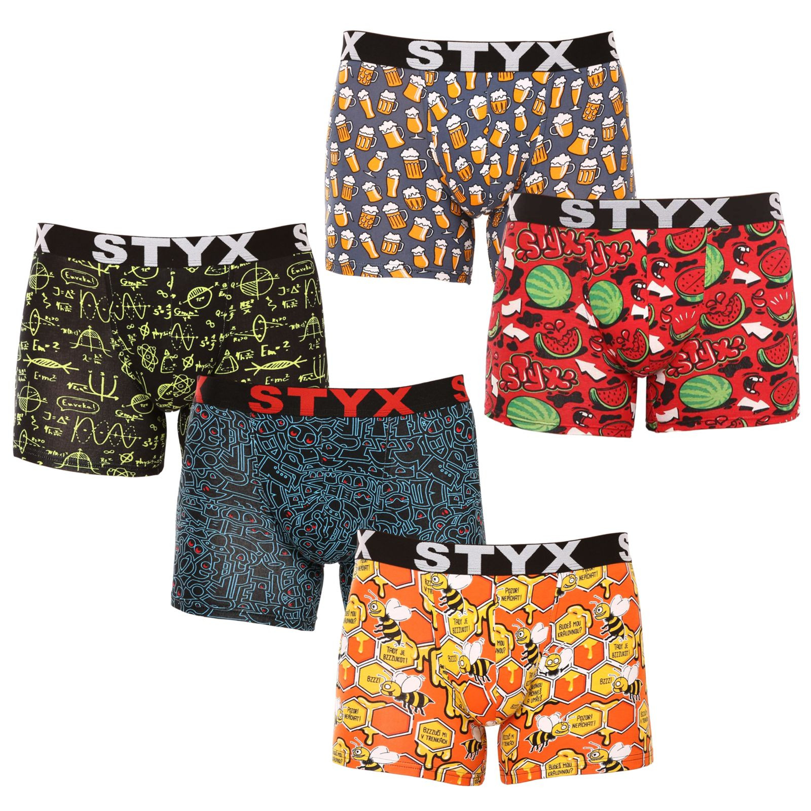 5PACK pánske boxerky Styx long športová guma viacfarebné (5U1267924) M, trenky.