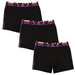 3PACK pánske boxerky Styx športová guma čierne trikolóra (3G1960)