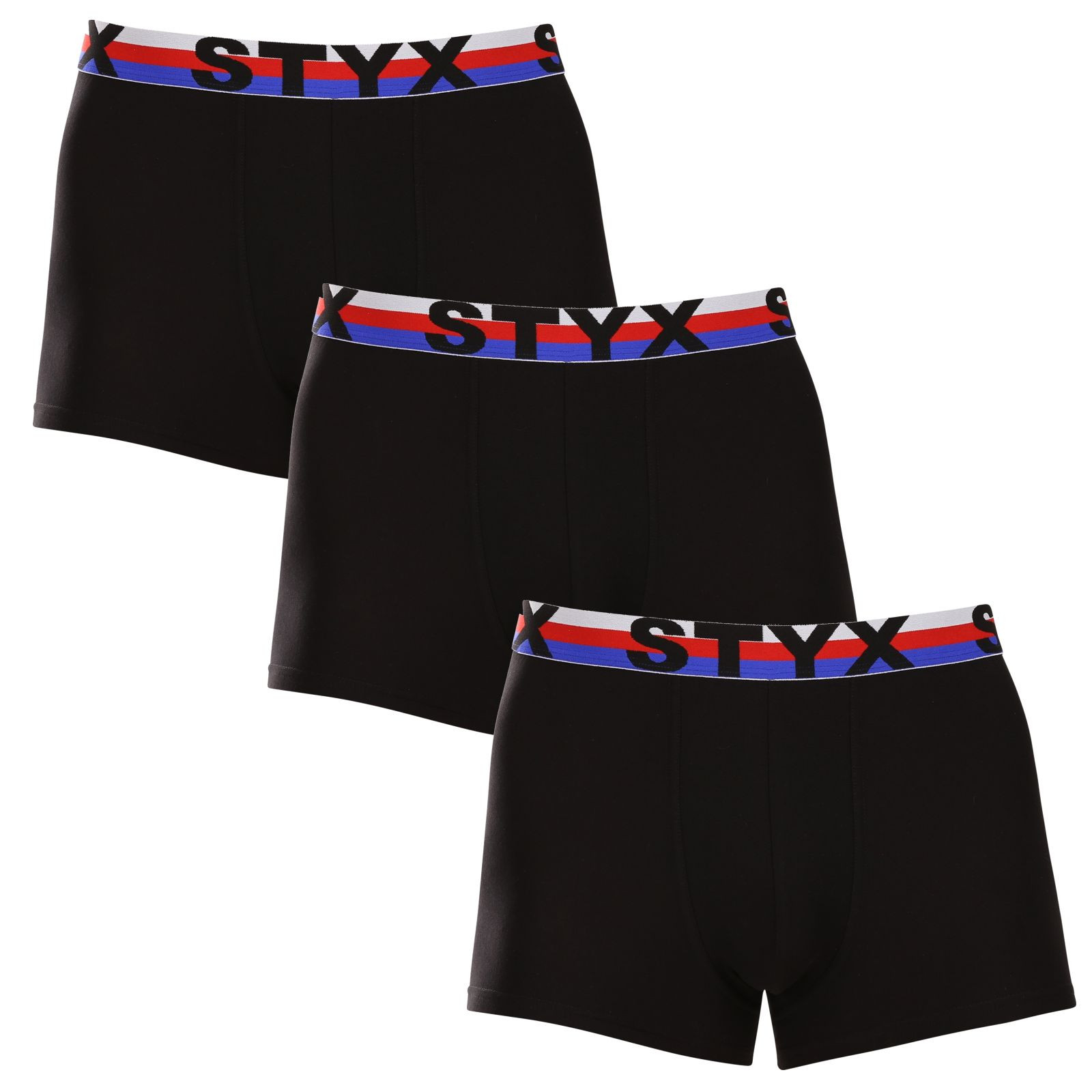 3PACK pánske boxerky Styx športová guma čierne trikolóra (3G1960) M, trenky.