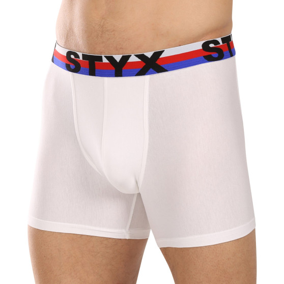 3PACK pánske boxerky Styx long športová guma biele trikolóra (3U2061)