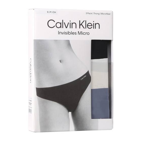 3PACK dámske tangá Calvin Klein bezšvová viacfarebná (QD3558E-NP0)