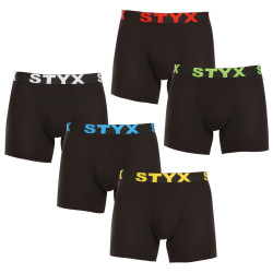 5PACK pánske boxerky Styx long športová guma čierné (5U9601)