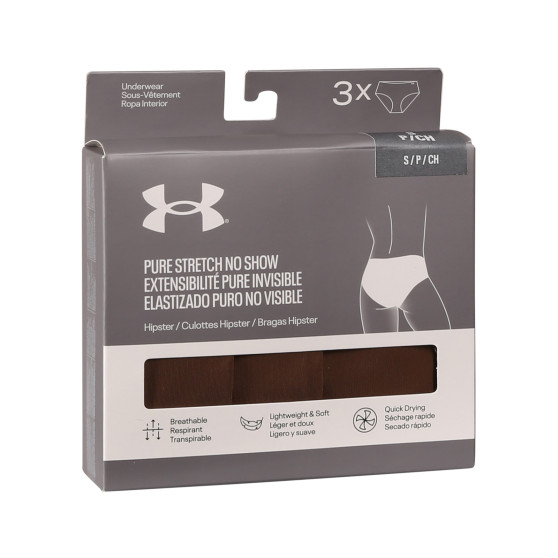 3PACK dámske nohavičky Under Armour hnedé (1383895 625)