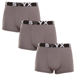 3PACK pánske boxerky Styx športová guma nadrozmer tmavo sivé (R10636363)