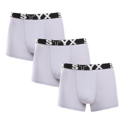 3PACK pánske boxerky Styx športová guma sivé (G10676767)