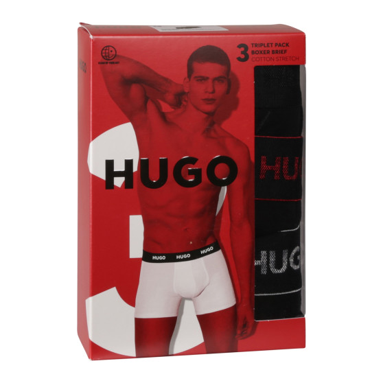 3PACK pánske boxerky HUGO čierné (50517886 991)